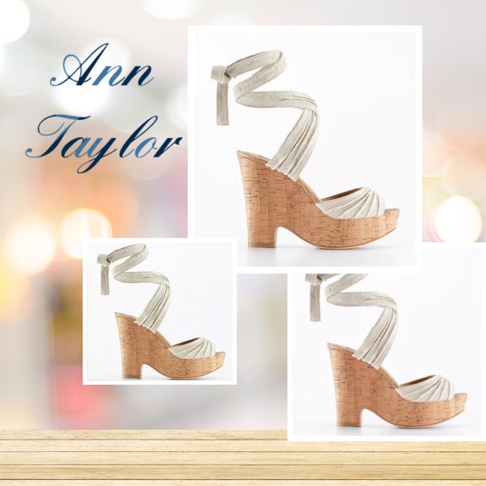 Ann Taylor Marley Cork Wedge Lace Up Gladiator